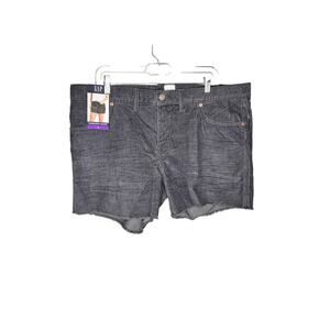 ☀️Gap Womens Corduroy Shorts Mid Rise Flat Front Raw Hem Stretch Black Size 16